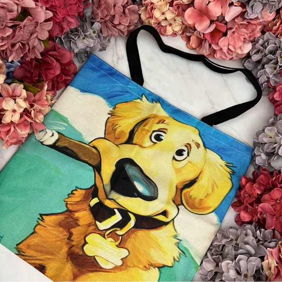 Eco-Friendly Goofy Golden Retriever Dog Folding Tote Bag - Picture 4 of 15